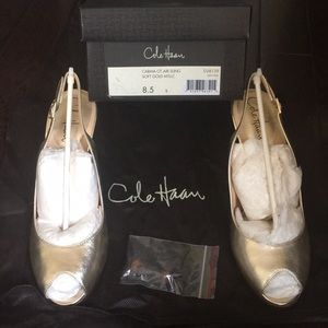 🆕 Cole Haan Carma Air, gold sling back